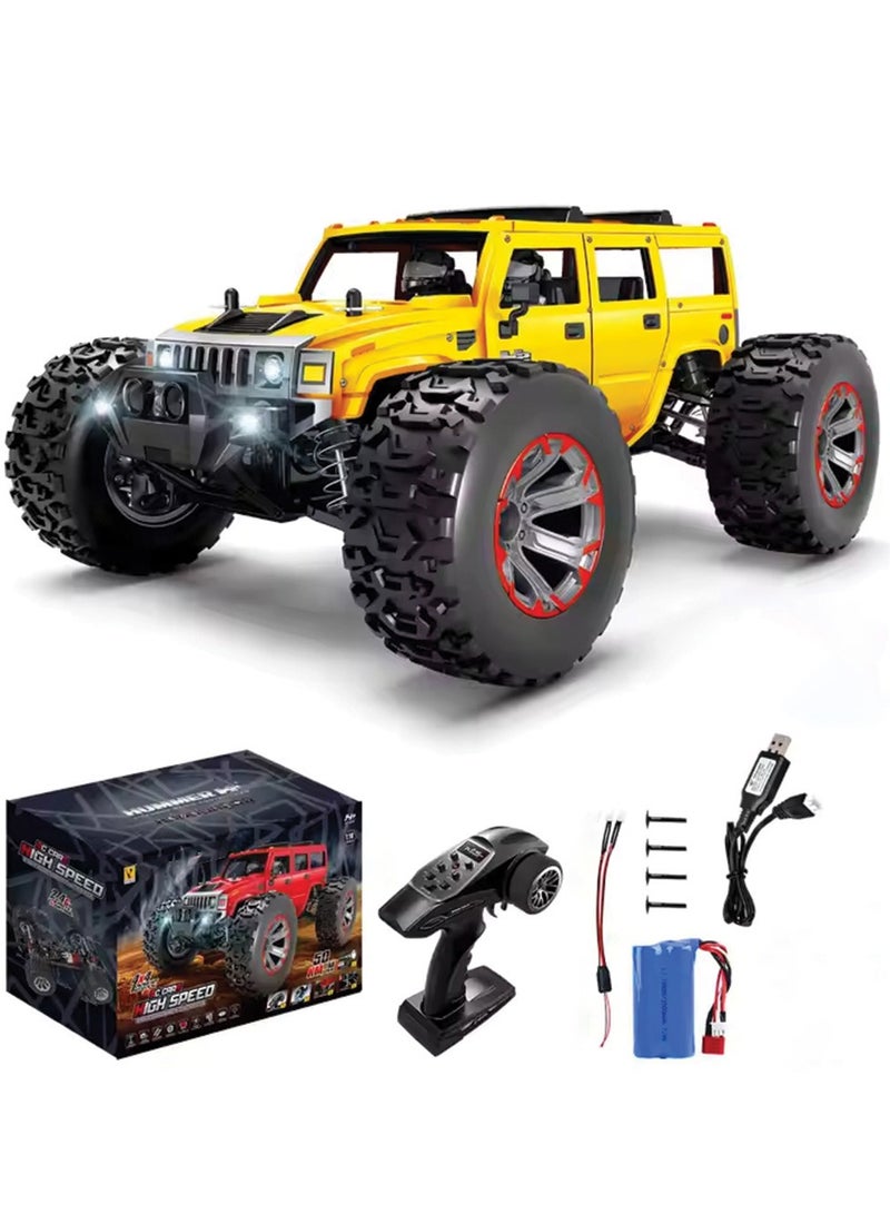 هاي سبيد سيارة سباق صحراوية RC بمقياس 1:10 بسرعة 50 كم/س - دفع رباعي 4x4، تحكم لاسلكي 2.4 جيجا هرتز، مقاومة للماء، مصابيح LED، إطارات متعددة - هدية مثالية للأطفال والكبار - Image 1