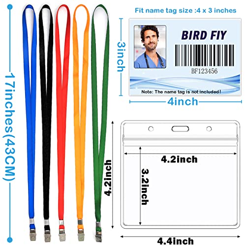 Bird Fiy 4x3 Name Tags Badge Holder with Lanyard 50 Pack Waterproof Horizontal ID Badge Holder and 50 Pcs Lanyards Nametag for Conferences Events and Meetings Green 4 X 3 inches - Image 3