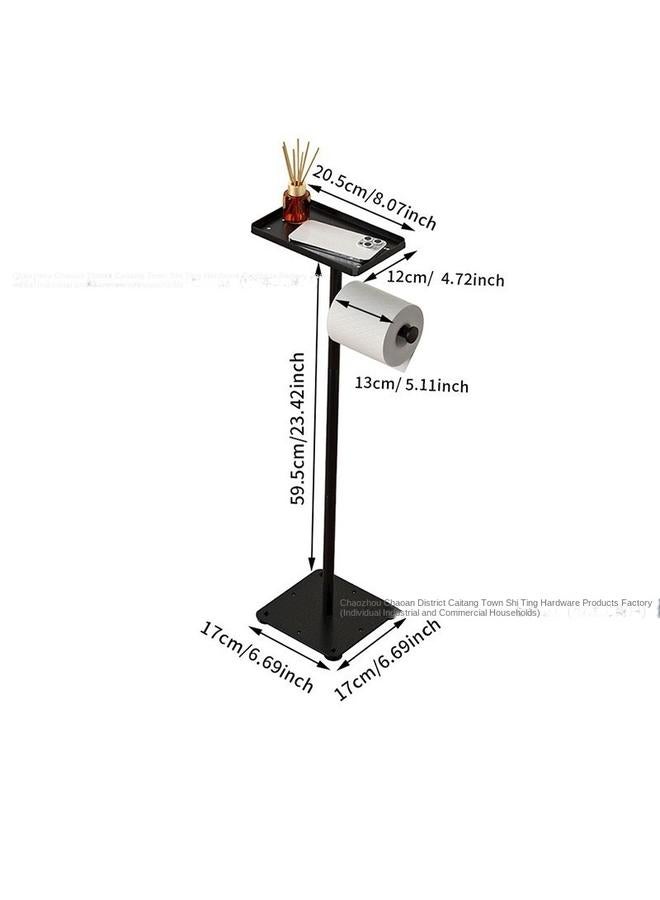 الأزرق جي دبليو حامل ورق التواليت العمودي من الأرض إلى الأرض ، رف ورق لفافة الحمام ، رف مناديل مع رف تخزين الهاتف المحمول - Image 1