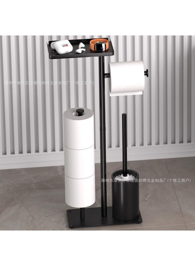 الأزرق جي دبليو حامل ورق التواليت العمودي من الأرض إلى الأرض ، رف ورق لفافة الحمام ، رف مناديل مع رف تخزين الهاتف المحمول - Image 3