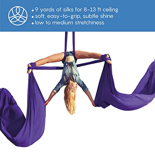Aum Active Aerial Silks Starter Kit - Durable 9 Yards of Aerial Yoga Hammock with Hardware & Guide - Aerial Swing for Acrobatic Flying Yoga & All Levels (Aerial Rigging Point Up to 13ft) - Image 2