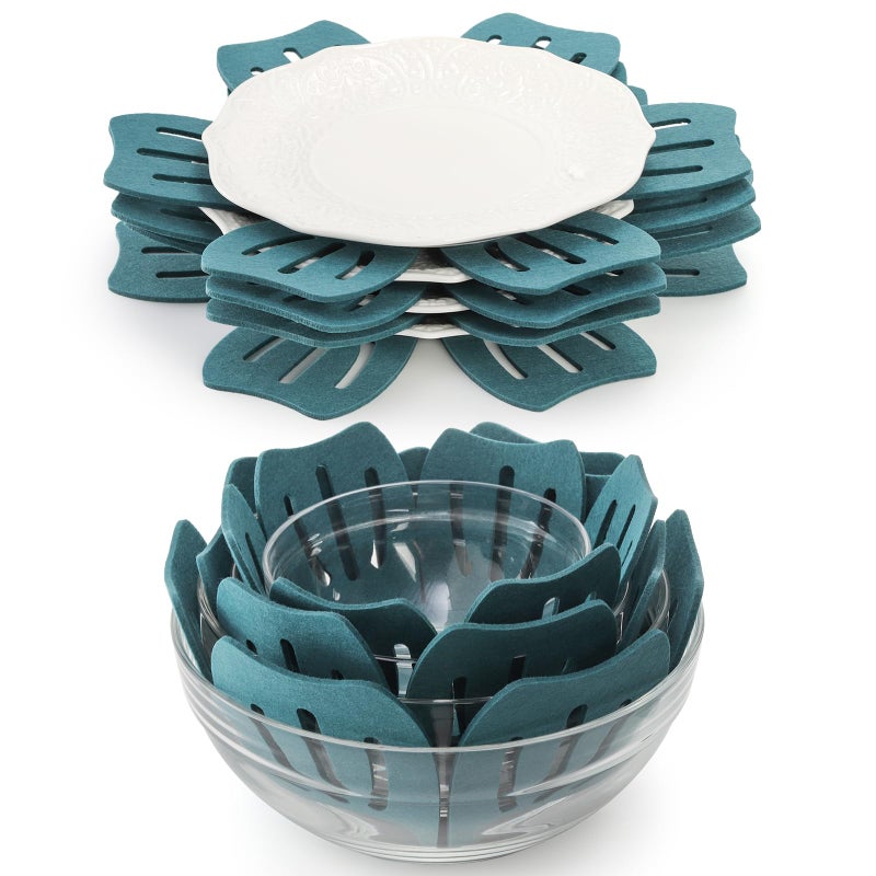 Goaste 24 Pack Pot and Pan Protectors, 4 Different Size Pans Separator, Anti-Slip Pan Dividers Pads, Felt Cookware Protector Set for Stacking and Protecting Your Cookware, Set of 24, Cyan - Image 3