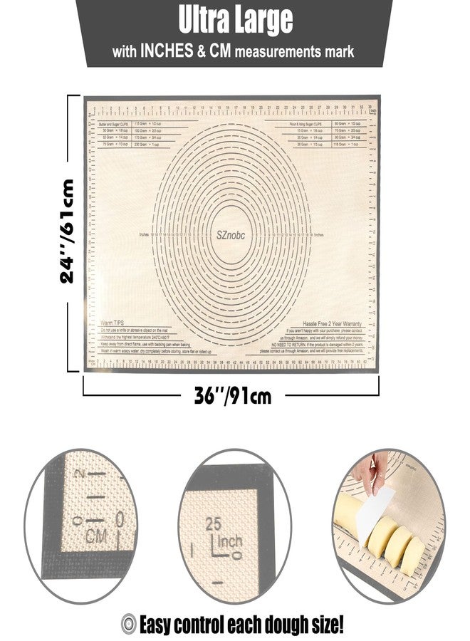 SZNOBC Silicone Pastry Mat 36''By 24'' Nonstick Baking Mats Extra Large Counter Mat for Dough Rolling, Pastry, Pie Crust, Fondant, Cookies, Bread, Pasta, Pizza Mat - Image 2