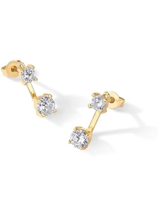PAVOI 18K Gold Plated Sterling Silver Posts Cubic Zirconia Ear Jacket Statement Earrings for Women | Front & Back Stud Earring Jackets - Image 5