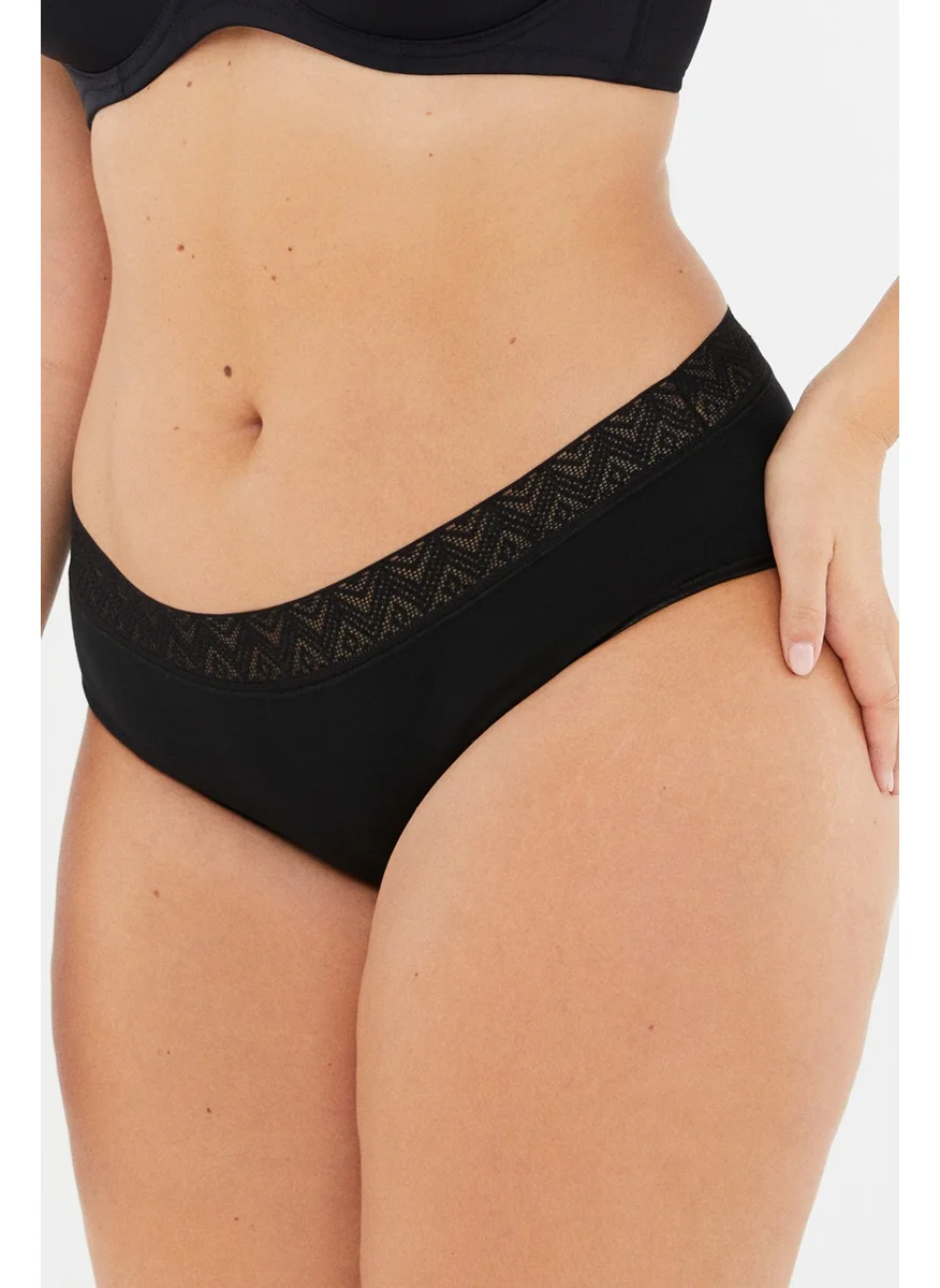 داجي Black Single Jersey Mid Panties