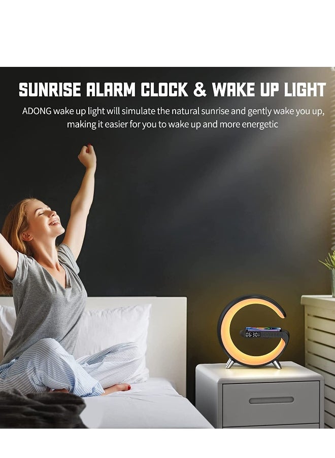 Generic - Multifunctional RGB Night Light and Charging Station Smart Desk Lamp Bluetooth Speaker Wireless Phone Charger Colourful Light  For Bedroom Alarm Clock Computer Table  White - Image 1