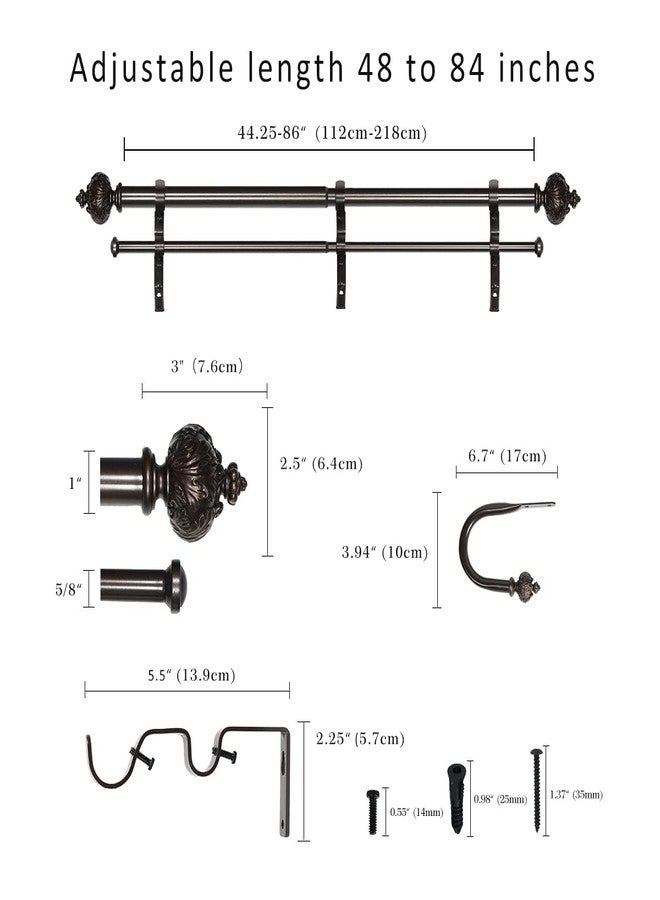Deizang Boenley 1" Double Curtain Rod with Albert Finials and holdbacks,Bronze gold,48‘’-84‘’ - Image 3