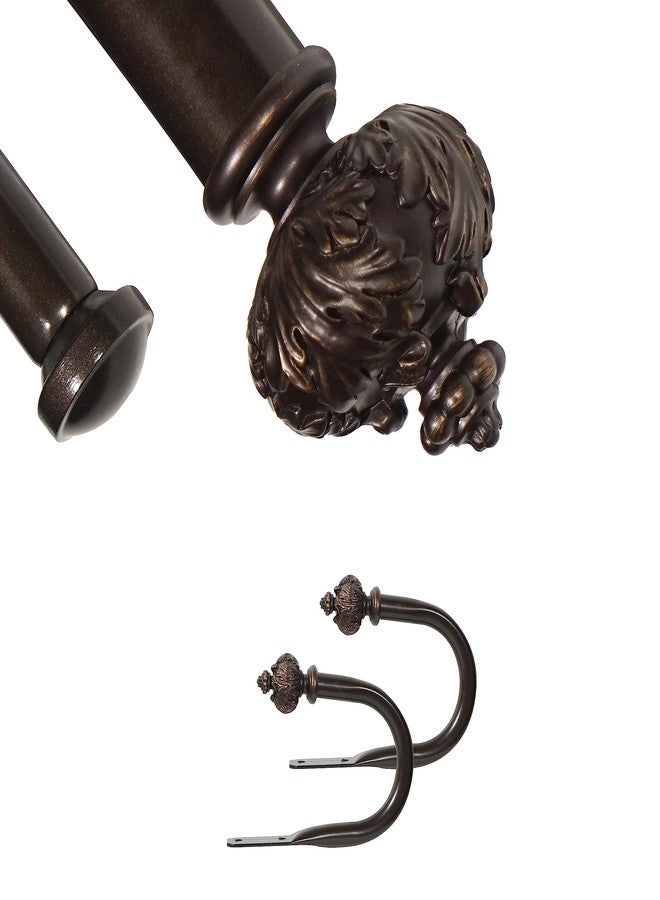 Deizang Boenley 1" Double Curtain Rod with Albert Finials and holdbacks,Bronze gold,48‘’-84‘’ - Image 1