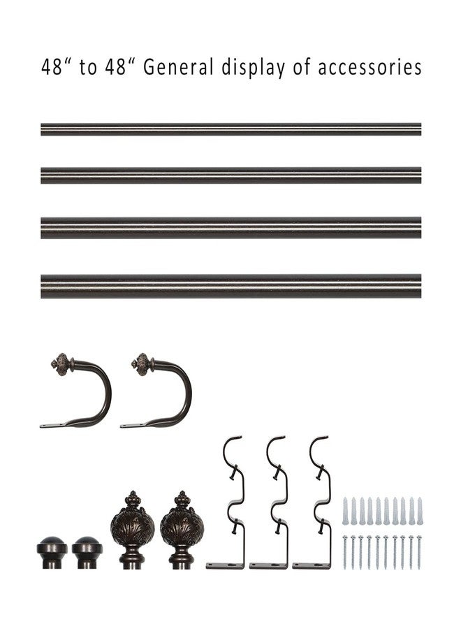 Deizang Boenley 1" Double Curtain Rod with Albert Finials and holdbacks,Bronze gold,48‘’-84‘’ - Image 2