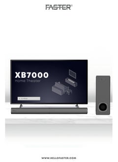 Faster XB7000 2.1 CH Home Theater Soundbar - Wired Subwoofer 80W Powerful Output - Dedicated Sound Mode, Deep and Thrilling Bass, Digital Embedded - Supporting Bluetooth, Optical HDMI(ARC), AUX, USB & Remote  - Image 2