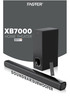 Faster XB7000 2.1 CH Home Theater Soundbar - Wired Subwoofer 80W Powerful Output - Dedicated Sound Mode, Deep and Thrilling Bass, Digital Embedded - Supporting Bluetooth, Optical HDMI(ARC), AUX, USB & Remote  - Image 2