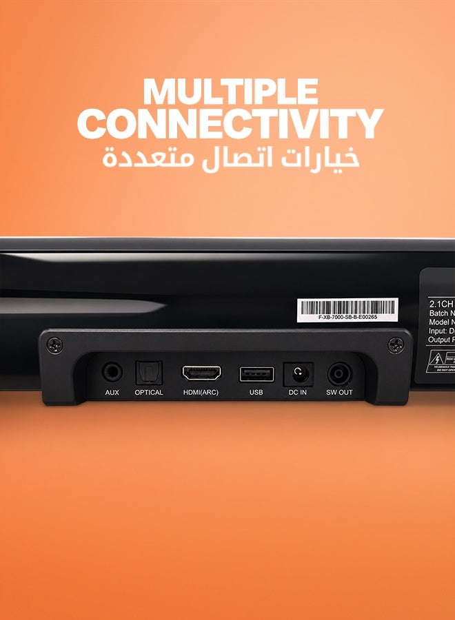 فاستر مكبر صوت مسرح منزلي XB7000 2.1 قناة - مضخم صوت سلكي خرج قوي 80 وات - وضع صوت مخصص، صوت جهير عميق ومثير، دولبي رقمي مدمج - يدعم البلوتوث، HDMI البصري (ARC)، AUX، USB وجهاز التحكم عن بعد - Image 4