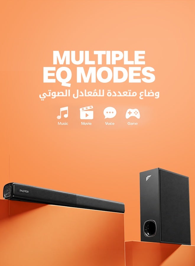 فاستر مكبر صوت مسرح منزلي XB7000 2.1 قناة - مضخم صوت سلكي خرج قوي 80 وات - وضع صوت مخصص، صوت جهير عميق ومثير، دولبي رقمي مدمج - يدعم البلوتوث، HDMI البصري (ARC)، AUX، USB وجهاز التحكم عن بعد - Image 5