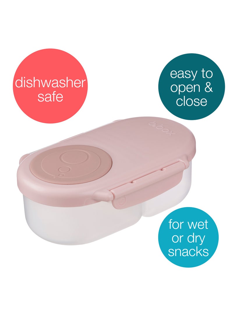 B.Box Snack Box with Flexi Whole Fruit Holder | Leakproof Compartments | 1¾ Cups (11.8 fl oz) | BPA Free | Easy Open Clip | For Kids & Toddlers-Blush Crush - Image 2