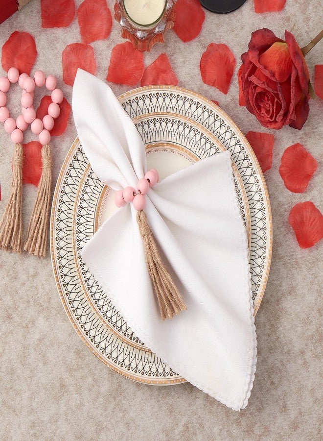APTWOW Valentine Napkin Rings Set of 6, Pink Wooden Bead Napkin Rings for Table Decor, Valentine's Day Farmhouse Napkins Rings for Boho Table Decor, Spring Banquet, Wedding, Easter - Image 3