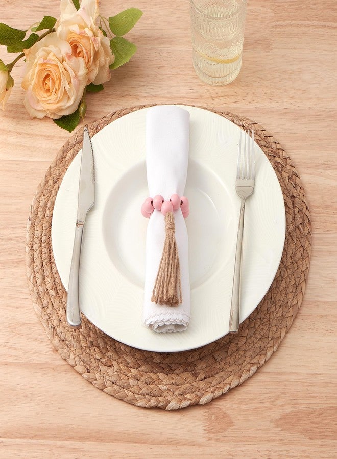 APTWOW Valentine Napkin Rings Set of 6, Pink Wooden Bead Napkin Rings for Table Decor, Valentine's Day Farmhouse Napkins Rings for Boho Table Decor, Spring Banquet, Wedding, Easter - Image 4