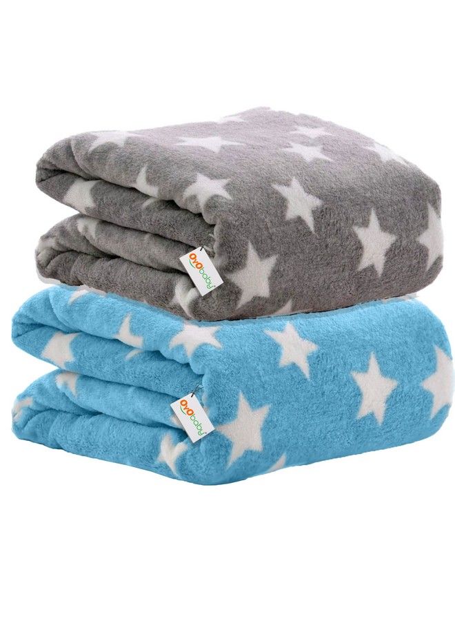OYO BABY بطانية أطفال جديدة فائقة النعومة للأطفال (100 × 75 سم نجوم زرقاء ورمادية خفيفة الوزن) لجميع الفصول؛ 012 شهرًا؛ كيس نوم؛ هدايا للرضع - Image 1