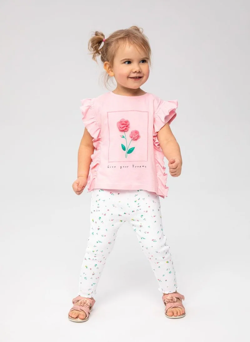MINOTI Baby Girls Top and Leggings Set with 3D Flower Print