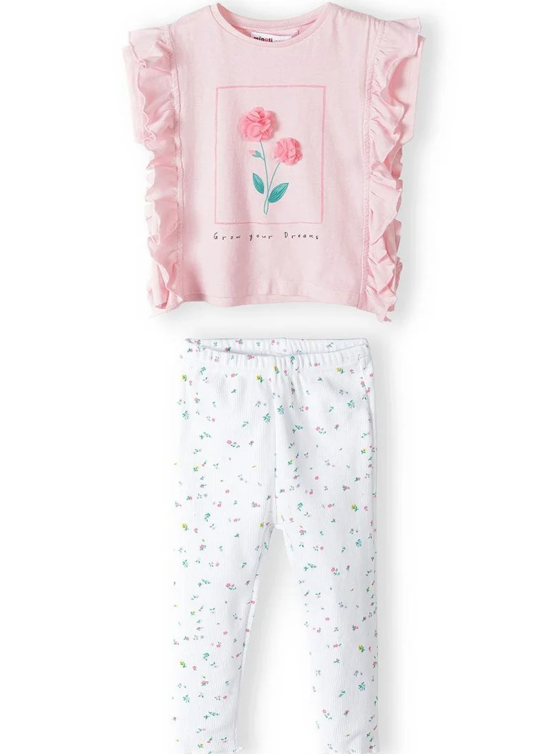 MINOTI Baby Girls Top and Leggings Set with 3D Flower Print