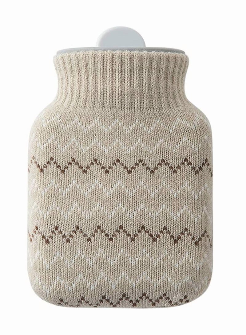 Zikra Hot Water Pouch with Knit Cover Water Filled Heating Bottle Hot Water Bag Small Lovely and Reusable Warm Water Bag Microwave Oven Heating Available Light Gray 10.3x16 cm - Image 5