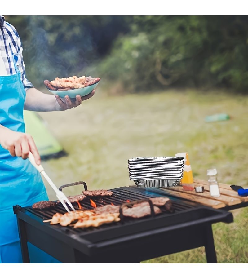 Heavy Duty Food Grade Aluminum Foil Tray 40pcs Nonstick Baking Grill Camping - Image 2