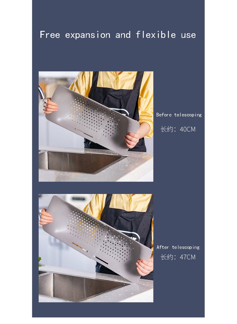 Grey telescopic vegetable and fruit drainage basket  - Image 4