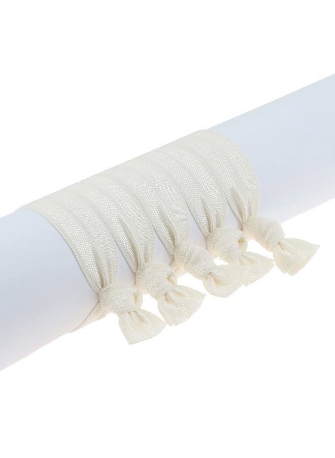 manipepe 50 Pack Solid Color Knotted Hair Ties - No Crease Hair Ponytail Elastics for Women and Girls (beige) - Image 3