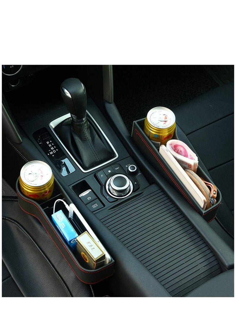 SYOSI Car Seat Gap Filler Organizer Between Front seat car Organizer and Storage Box Auto Premium PU Leather Console with Cup Holder Car Pocket for Interior Essentials - Image 3