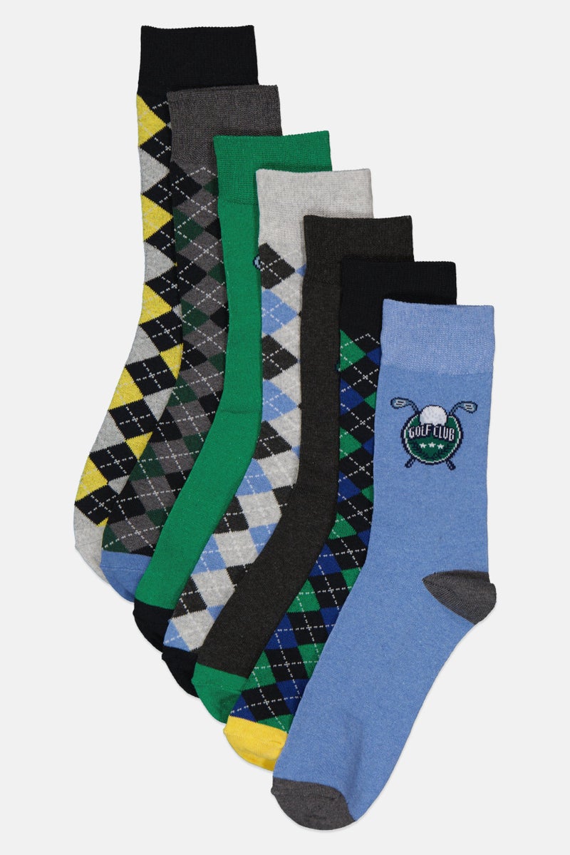 The Orrsum Sock Co Men 7 Pack Graphic Print Golf Socks, Multicolor - Image 1