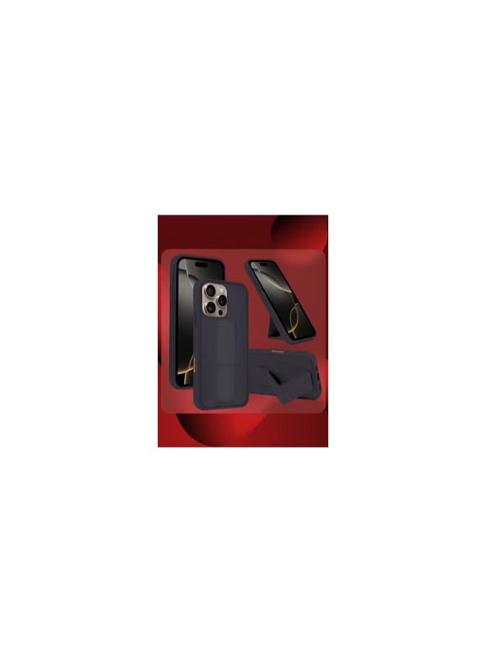 CATANES ( for iPhone 16 Pro ) Case Premium PU Leather Case with Stand Function Shockproof and Anti Scratch Finger Grip Case Cover / Dark Purple - Image 2