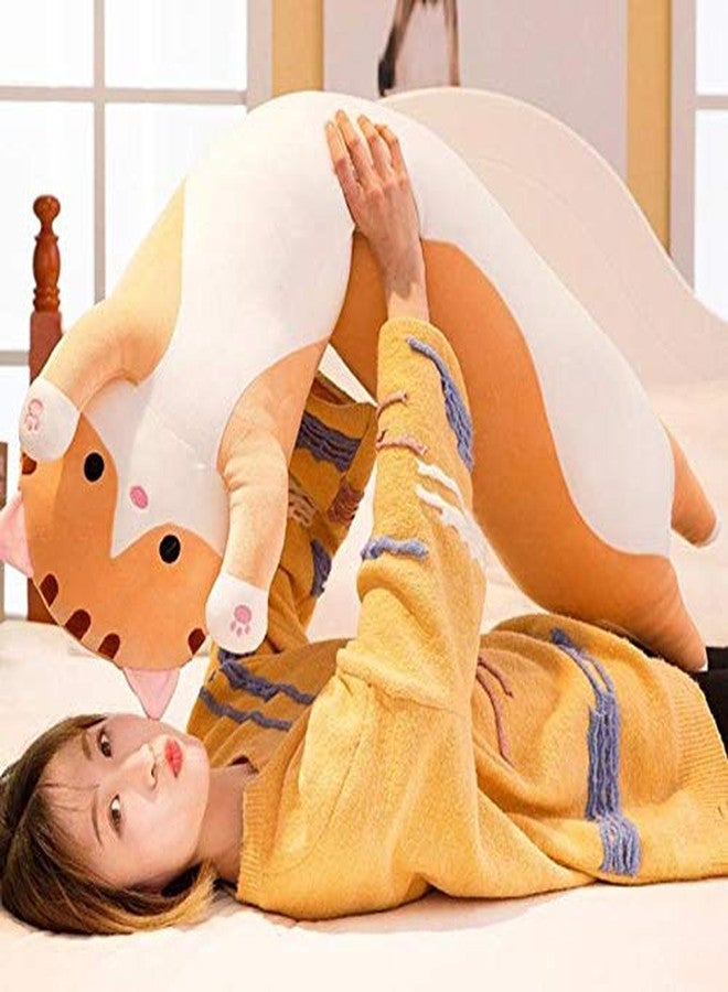 SNOWOLF Fsn Cartoon Cat Soft Plush Long Throw Pillow Lifelike Animal Pillows Plush Toy (Yellow, 90Cm/35.43Inch) - Image 2