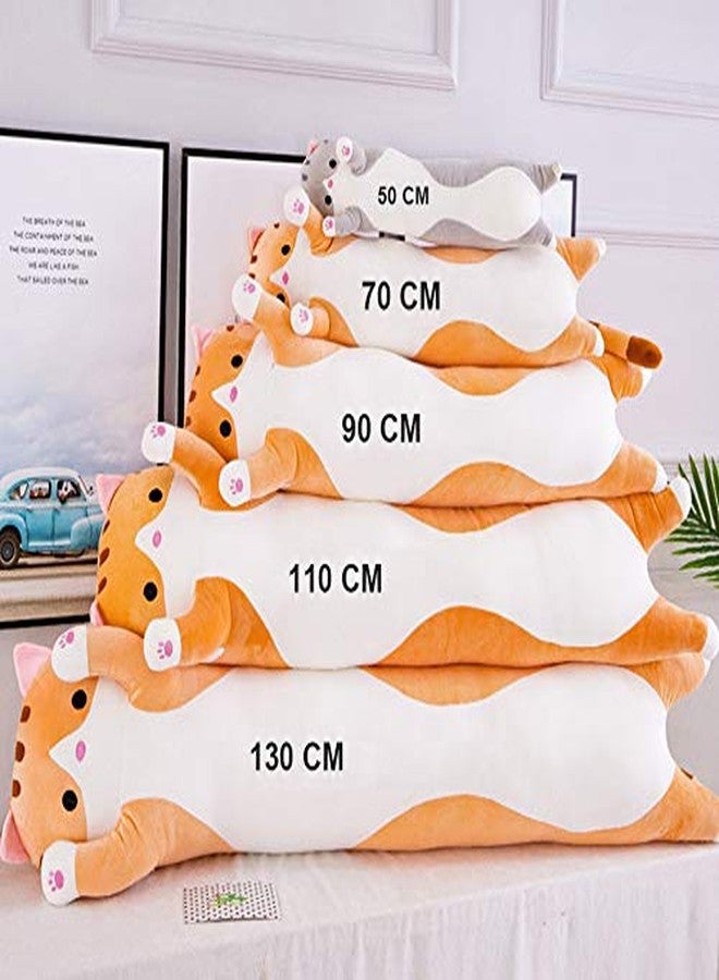 SNOWOLF Fsn Cartoon Cat Soft Plush Long Throw Pillow Lifelike Animal Pillows Plush Toy (Yellow, 90Cm/35.43Inch) - Image 5