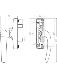 Aksmar Facade Wing Curved Opposite Directional Moving Window Handle  - Image 3