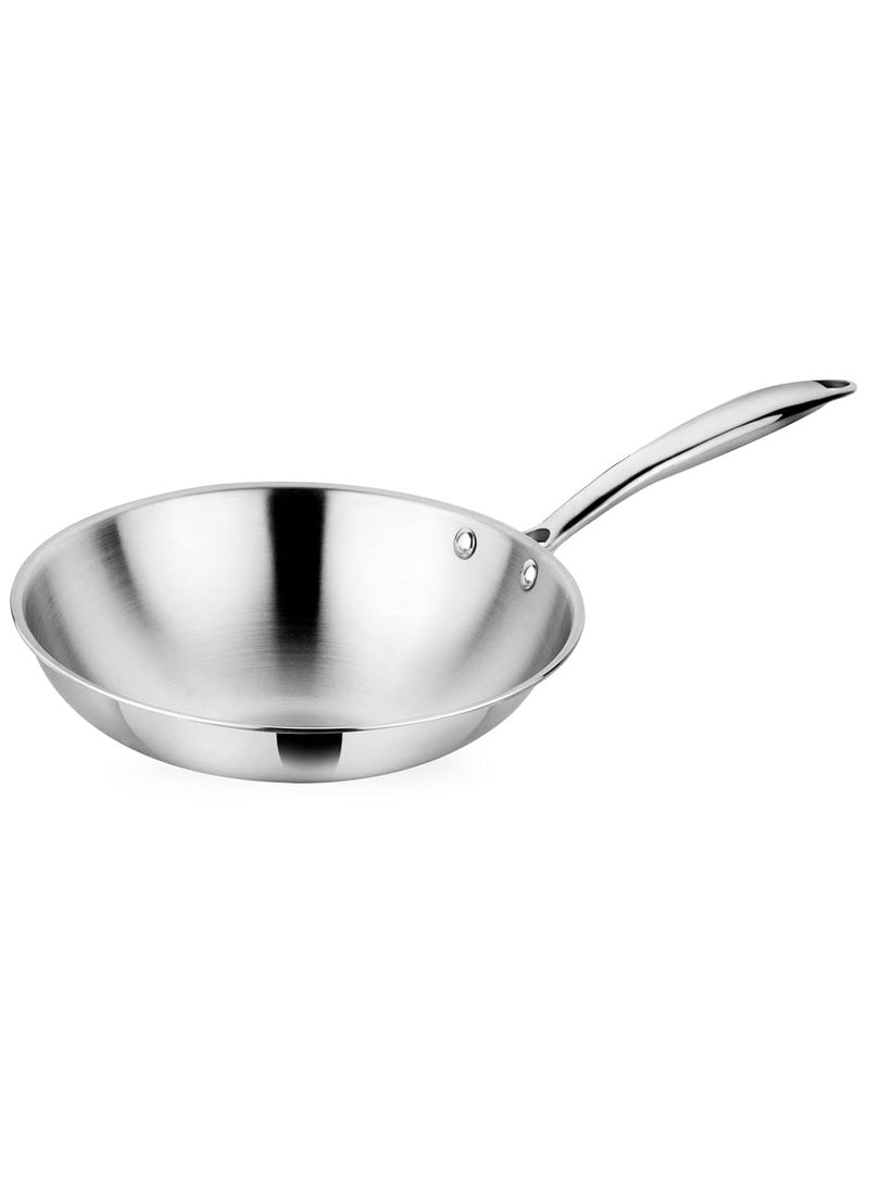 Prabha Stainless Steel Fry Pan Without Lid, Kitchen Fry Pan, Tri-Ply Layer Coating, 26cm, 2L Capacity, Induction and Gas Stove Suitable - Image 1