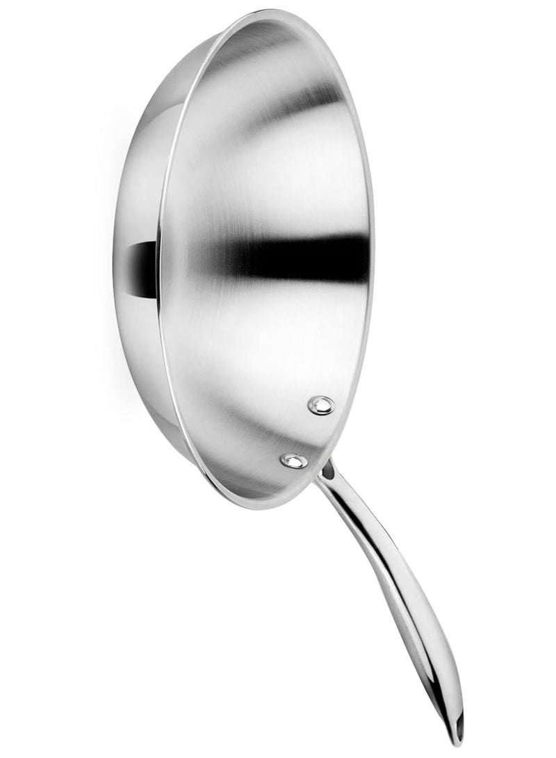 Prabha Stainless Steel Fry Pan Without Lid, Kitchen Fry Pan, Tri-Ply Layer Coating, 26cm, 2L Capacity, Induction and Gas Stove Suitable - Image 2