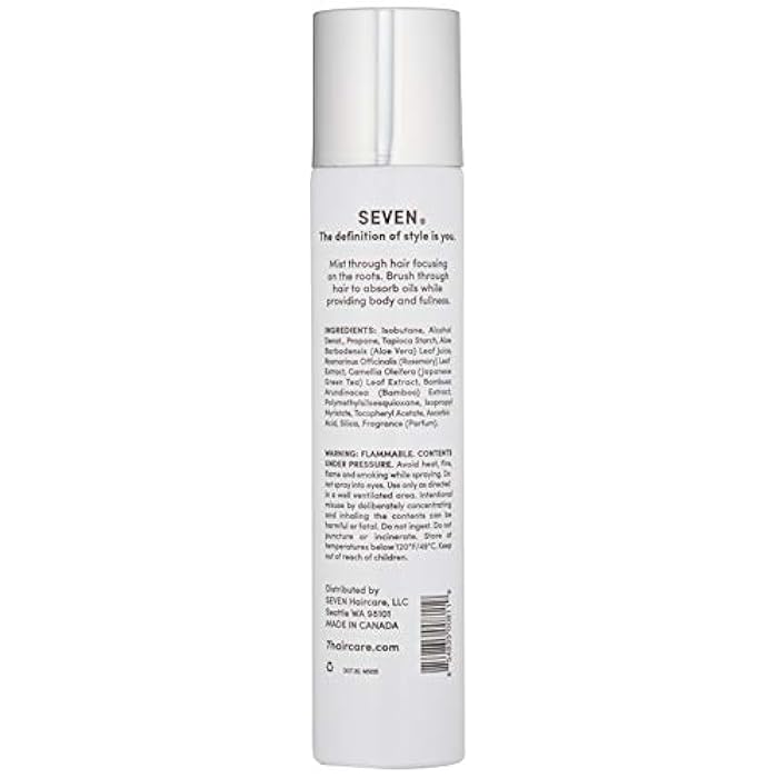 SEVEN Cubica Dry Shampoo for Women & Men, Post Workout Oily Hair, No White Residue, Cruelty Free, Non Toxic Volumizing Spray, Chamomile, Rosemary, Zeolite, Made in USA, 4.7 oz - Image 2