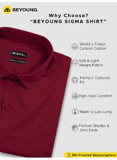 BEYOUNG Burgundy Plain Cotton Shirts - pzsku/Z45F93FAF7543BE121728Z/45/_/1737962125/d5186371-e0c6-4251-86b5-acc61c0bb8eb