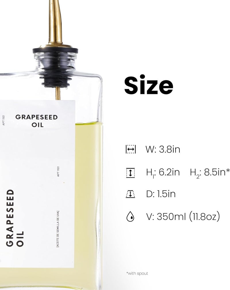 APT 1101 Olive Oil Dispenser for Kitchen, Cooking Oil and Vinegar Dispenser Set, Olive Oil Bottle, Soy sauce dispenser, coffee syrup bottles with stainless steel pourers - 2 pcs, Gold - Image 3