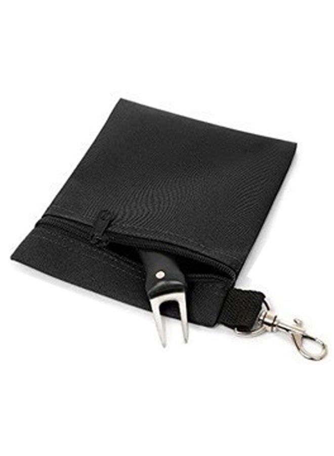 CTWHA Golf Bag Nylon Ball Holder with Metal Lobster Clasp Golf Portable Seat Fork Hanging Waist Toolkit Zip Golf Bag For Valuables Storage Travel Black - Image 4
