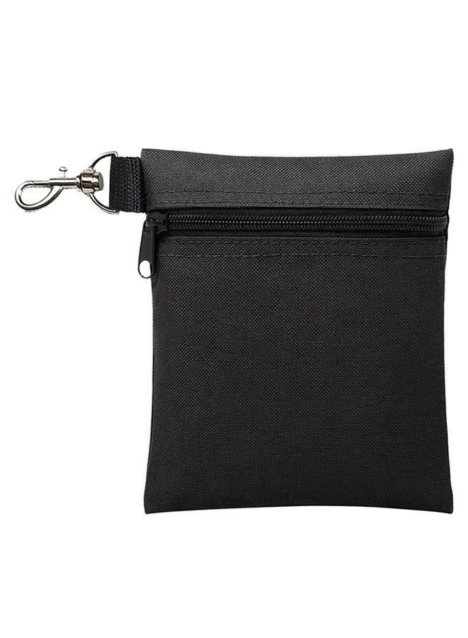 CTWHA Golf Bag Nylon Ball Holder with Metal Lobster Clasp Golf Portable Seat Fork Hanging Waist Toolkit Zip Golf Bag For Valuables Storage Travel Black - Image 1