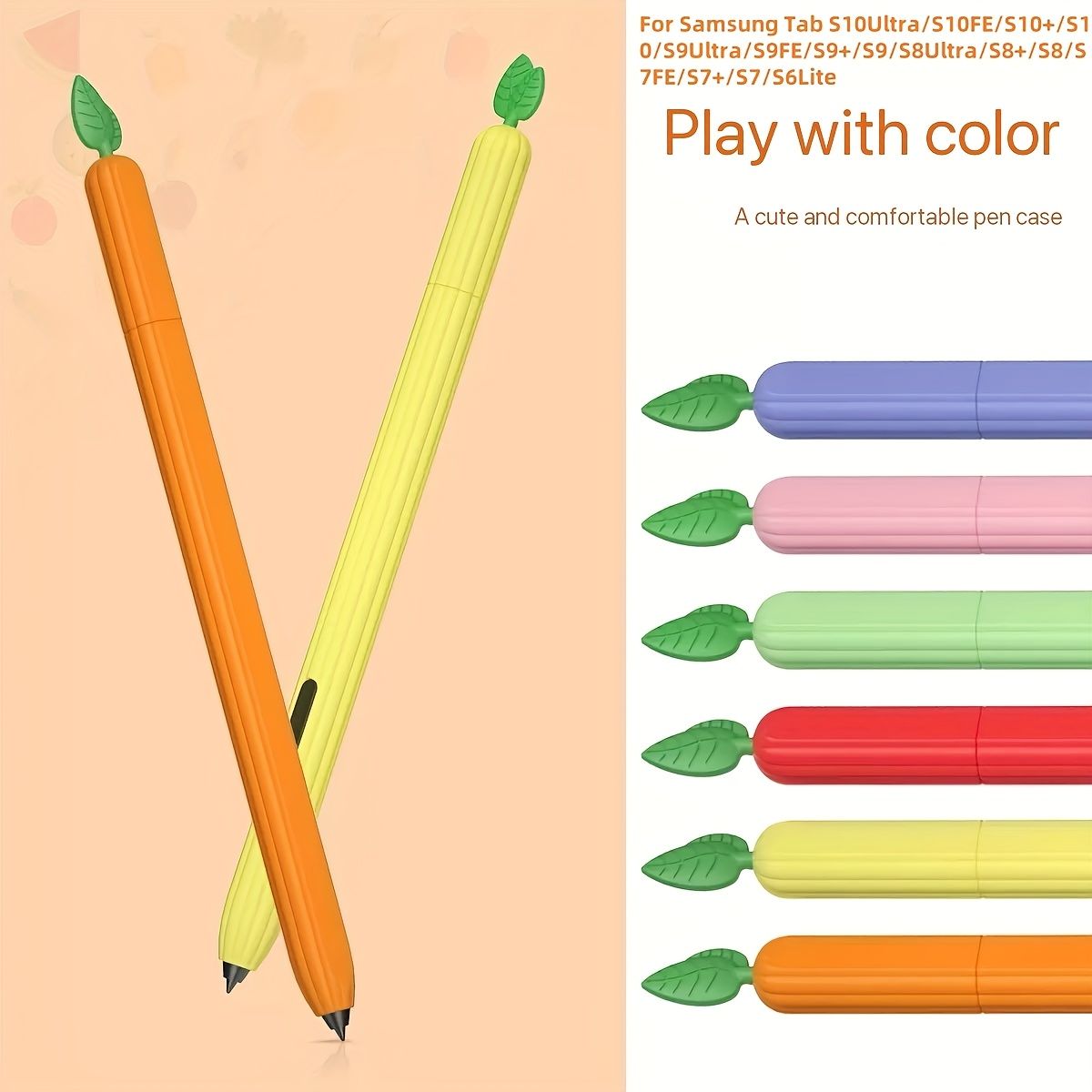1 Pack Strawberry Fruit Vegetable Design Stylus Pen Case Soft Silicone Protective Cover With Ergonomic Grip Compatible With S10 Ultra S9 S8 S7 S6 Lite Fe Models Multi Color Options Tablet Accessory Co