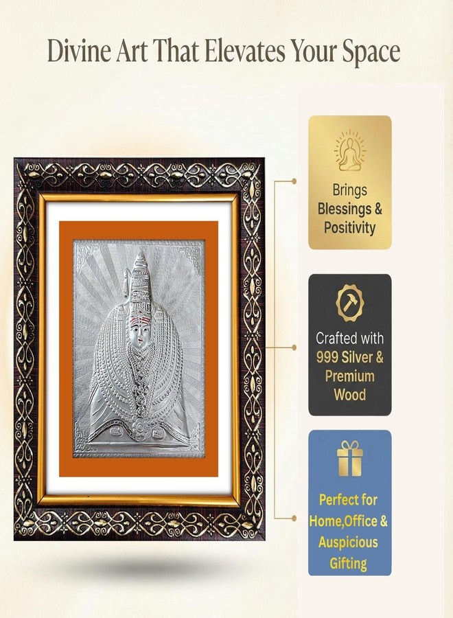 ARTSMINE - 999 Silver Tulja Bhavani Table Top Frame - Certified Silver Art|Premium Finish|Ideal for Pooja Room & Home Décor|Elegant Decorative Religious Gift - 1 Unit - Image 2
