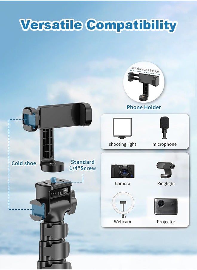 TONEOF TONEOF 170cm Phone Camera Tripod Stand with Remote & Phone Holder, Tripod for Travel/Video Recording,Tall Smartphone Tripod Compatible with iPhone/Android//Webcamera  - Image 2