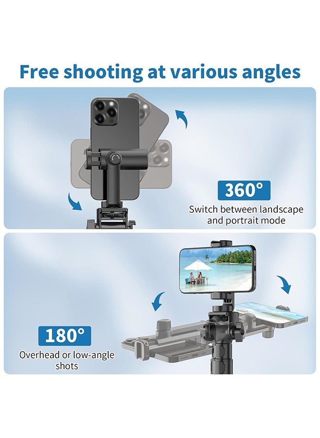TONEOF TONEOF 170cm Phone Camera Tripod Stand with Remote & Phone Holder, Tripod for Travel/Video Recording,Tall Smartphone Tripod Compatible with iPhone/Android//Webcamera  - Image 3