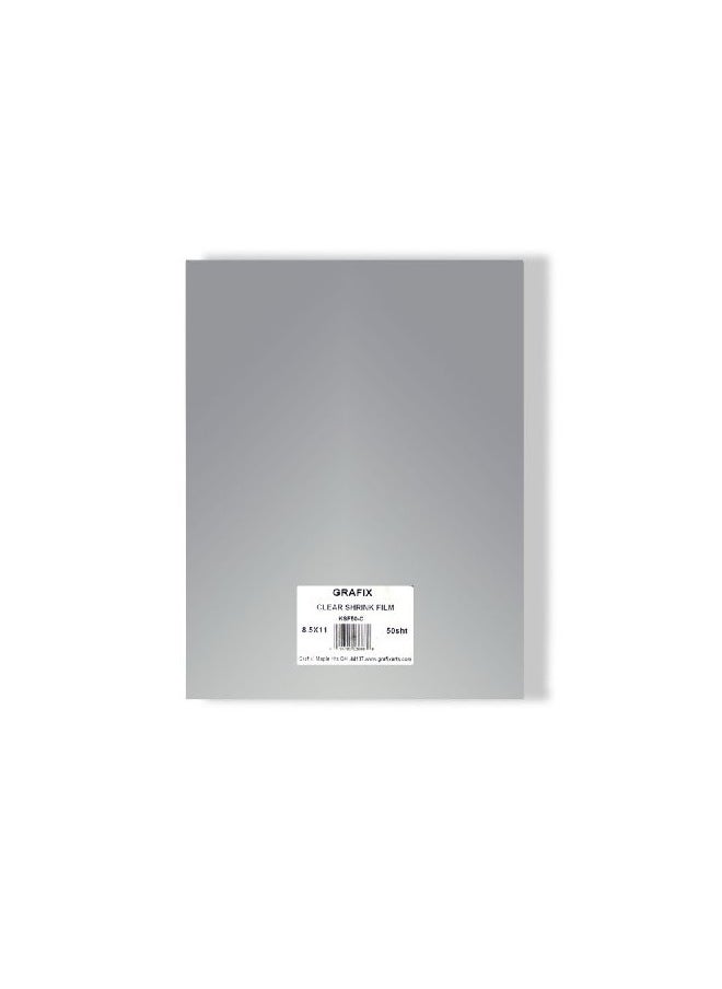 Grafix Grafix Shrink Film Clear, 8.5 x 11, Pack of 50 Clear, Transparent Shrink Sheets, Design Your Art and Shrink It to Create Jewelry, Embellishments, Paper Crafts, Gift Tags, Ornaments and More  - Image 1