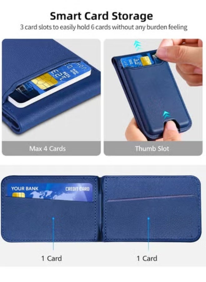 Chase Up Magsafe Wallet, Works with Apple Find My, Strongest Magnetic Wallet for iPhone 16/15/14/13/12 Series, Adjustable Stand, WalletTracker, 6 Cards Holder, Vegan Leather, Blue - Image 3