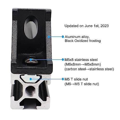 BLCCLOY 20 Sets 2020 Aluminum Extrusion Corner Brackets - 20 Series 90 Degree Right Angle Connectors with M5 Bolts & Nuts, Compatible with 20/20 80/20 2040 T V Slot Black Aluminum Profiles - Image 4