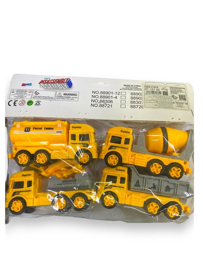 A set of mini trucks consisting of 4 pieces