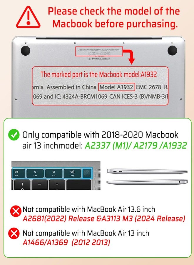 Seorsok جراب Seorsok متوافق مع MacBook Air مقاس 13 بوصة، إصدارات 2022، 2021، 2020، 2019، 2018، A1932، A2179، M1، A2337، مزود ببصمة Touch ID، جراب أنيق من الجلد والبلاستيك الصلب، غطاء لوحة مفاتيح شفاف، قماش منسوج وردي - Image 3