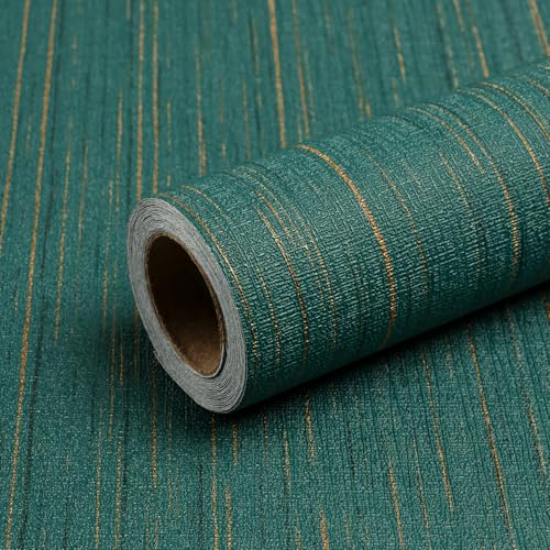 Qianglive Teal Grasscloth Peel and Stick Wallpaper Vintage Texture Removable Waterproof Wallpaper for Room Walls Cabinets Furniture Drawers Desk A Set of 157x480 - Image 1